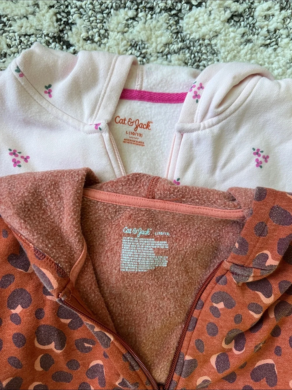 Carter's Set of Pink & Rust Red Hooded Zip Jackets